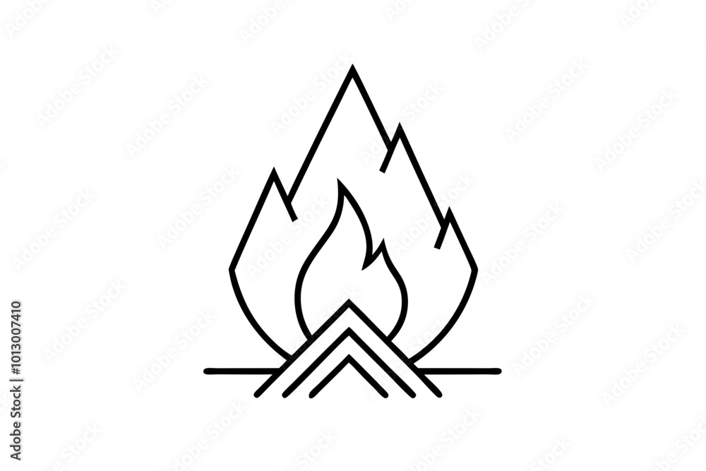 Fototapeta premium Vector Illustration of a Simple Campfire with Clean Triangular Flames for Cozy Outdoor Scenes