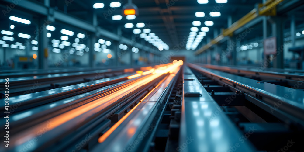 High speed production line with red energy beams High speed production line with red energy beams