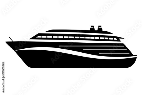 Stunning Side View of a Cruise Ship in a Clean Smooth Vector Illustration for Nautical Art 