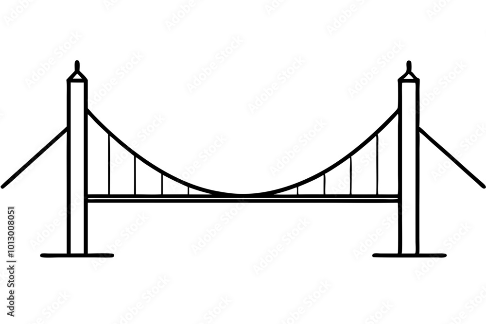 Fototapeta premium Discover a Minimalist Suspension Bridge with Clean Straight Lines in This Stunning Vector Illustration Design 