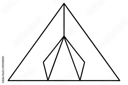 Unique Triangular Tent Concept in a Clean Minimalist Vector Illustration