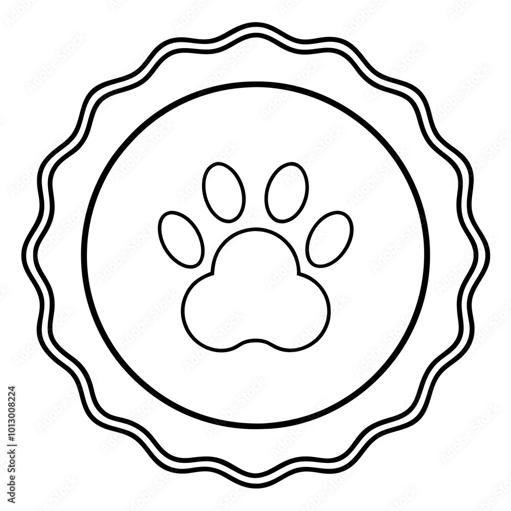 round animal paw print frame outline coloring book page line art drawing round animal paw print frame outline coloring book page line art drawing