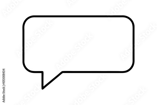 Minimalist Vector Illustration of a Rectangular Speech Bubble Icon 