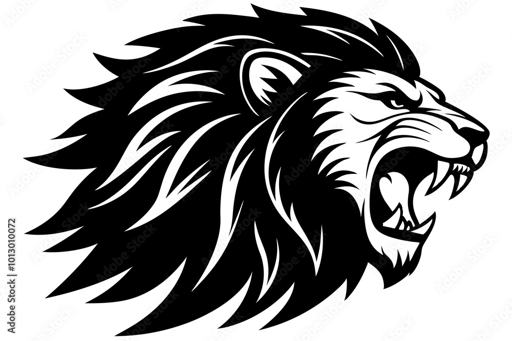Captivating Lion Head Side Profile Vector Illustration Featuring Flowing Mane Details
Captivating Lion Head Side Profile Vector Illustration Featuring Flowing Mane Details