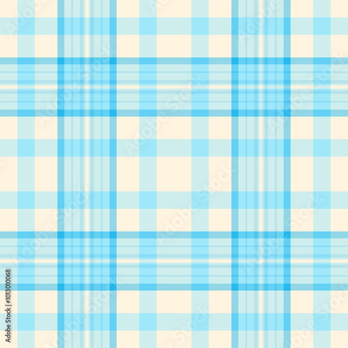 Lumberjack plaid check fabric, naked pattern background tartan. Father textile vector seamless texture in cyan and light colors.