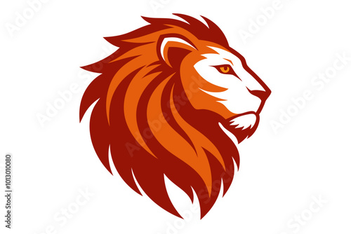 Elegant Vector Art of a Lion Head Side Profile with Flowing Mane and Intricate Details 