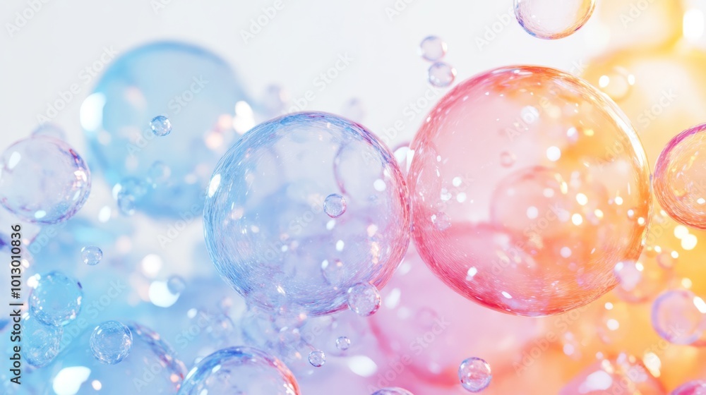 Multi colored bubbles with light effect against white background Multi colored bubbles with light effect against white background