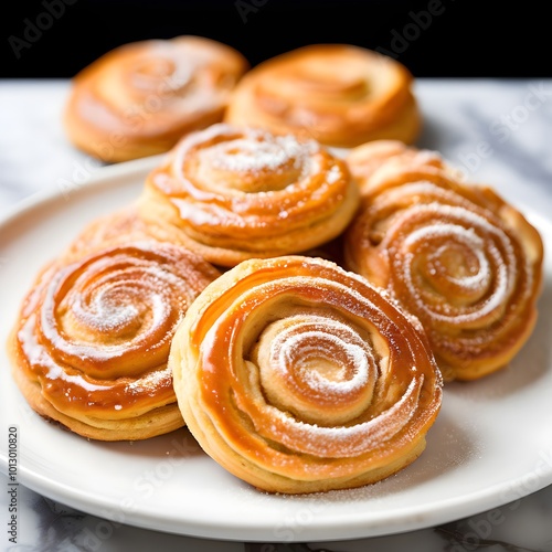 Flaky Palmier Cookies Cooling on a Marble Countertop