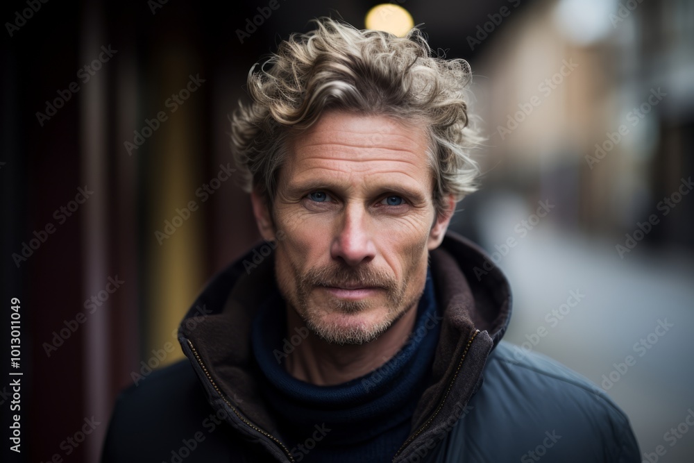 Portrait of a handsome middle aged man in a city street. Portrait of a handsome middle aged man in a city street.