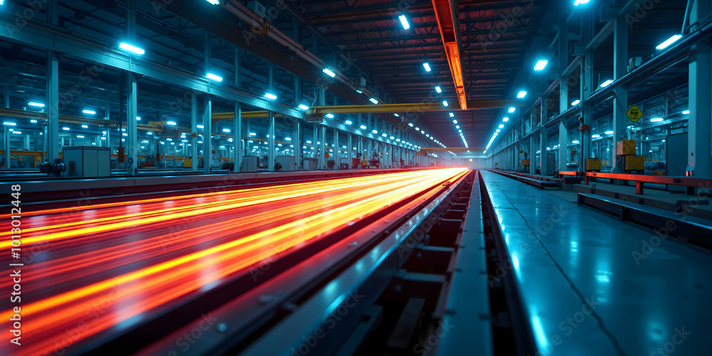 High speed production line with red energy beams High speed production line with red energy beams