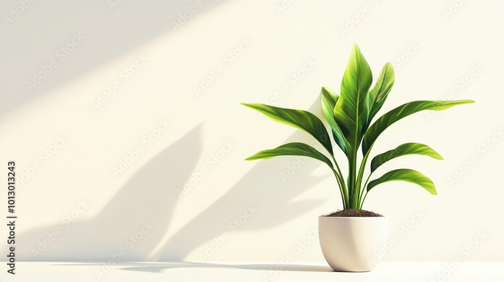 Minimalistic green potted plant on a white background perfect for interior design and nature-themed projects. Generative AI Minimalistic green potted plant on a white background perfect for interior design and nature-themed projects. Generative AI