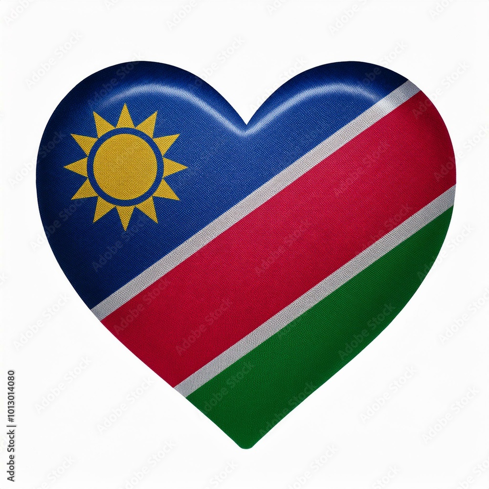 Fototapeta premium ナミビアの国旗のハート(Heart of Namibia flag on white.)