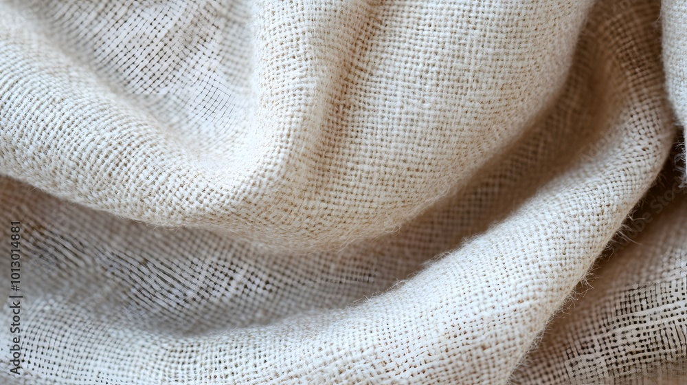 Beige or undyed linen fabric texture background with a natural, woven texture Beige or undyed linen fabric texture background with a natural, woven texture