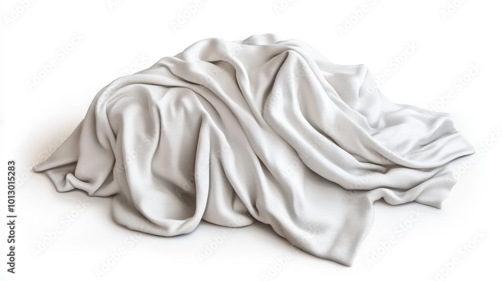 Realistic soft throw blanket on a white background textured fabric folds isolated image of cozy home decor. Generative AI Realistic soft throw blanket on a white background textured fabric folds isolated image of cozy home decor. Generative AI