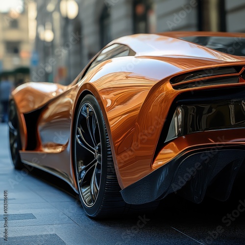 Sleek orange supercar parked on urban street