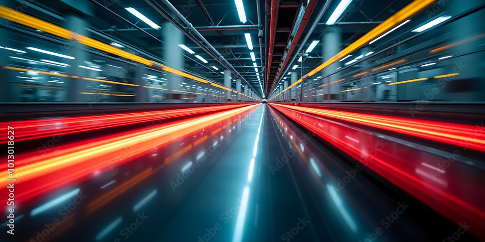High speed production line with red energy beams High speed production line with red energy beams
