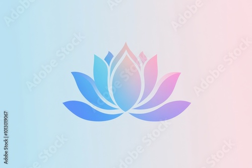 Abstract Blue and Pink Lotus Flower Design