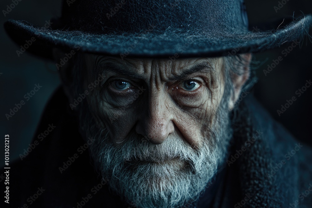 Close-up portrait of a man with a beard. A dramatic image perfect for illustrating a mysterious or suspenseful story. Close-up portrait of a man with a beard. A dramatic image perfect for illustrating a mysterious or suspenseful story.