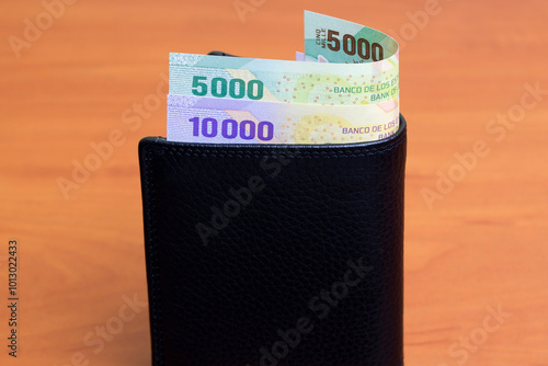 Central African CFA franc in the black wallet