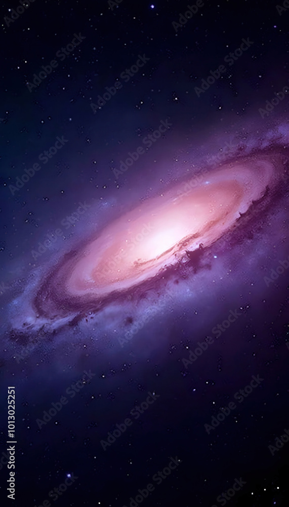 Naklejka premium A phone wallpaper featuring a distant galaxy with vibrant colors and swirling stars, perfect for astronomy lovers and anyone who appreciates the beauty of the cosmos.