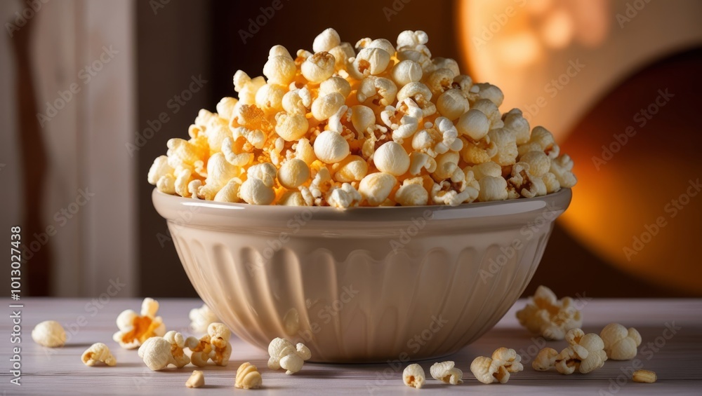 Fresh Homemade Popcorn in a Bowl, Perfect Crunchy Snack for Movie Night Fresh Homemade Popcorn in a Bowl, Perfect Crunchy Snack for Movie Night