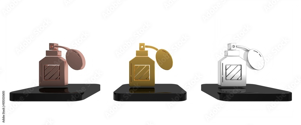 Colorful Aftershave icon isolated on white background. Cologne spray icon. Male perfume bottle. Minimalism concept. 3D render illustration Colorful Aftershave icon isolated on white background. Cologne spray icon. Male perfume bottle. Minimalism concept. 3D render illustration