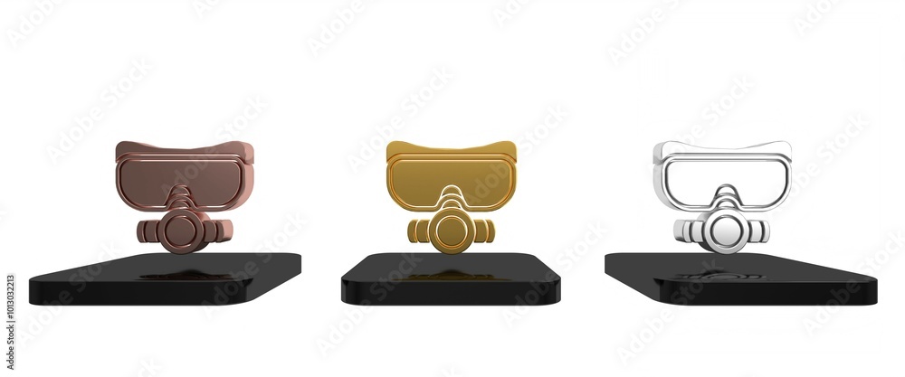 Colorful Diving mask icon isolated on white background. Extreme sport. Sport equipment. Minimalism concept. 3D render illustration Colorful Diving mask icon isolated on white background. Extreme sport. Sport equipment. Minimalism concept. 3D render illustration