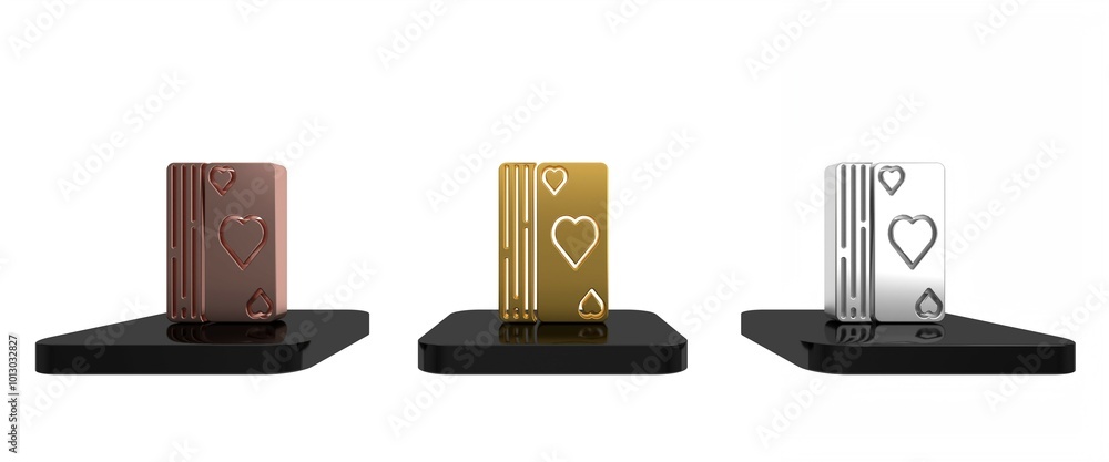 Colorful Deck of playing cards icon isolated on white background. Casino gambling. Minimalism concept. 3D render illustration Colorful Deck of playing cards icon isolated on white background. Casino gambling. Minimalism concept. 3D render illustration