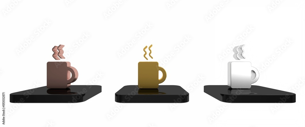 Colorful Coffee cup icon isolated on white background. Tea cup. Hot drink coffee. Minimalism concept. 3D render illustration Colorful Coffee cup icon isolated on white background. Tea cup. Hot drink coffee. Minimalism concept. 3D render illustration
