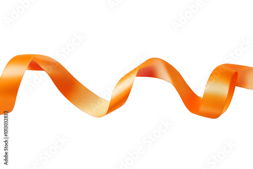 Flowing orange ribbon on transparent background, ideal for decorative designs and creative projects.