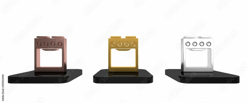 Colorful Oven icon isolated on white background. Stove gas oven sign. Minimalism concept. 3D render illustration Colorful Oven icon isolated on white background. Stove gas oven sign. Minimalism concept. 3D render illustration