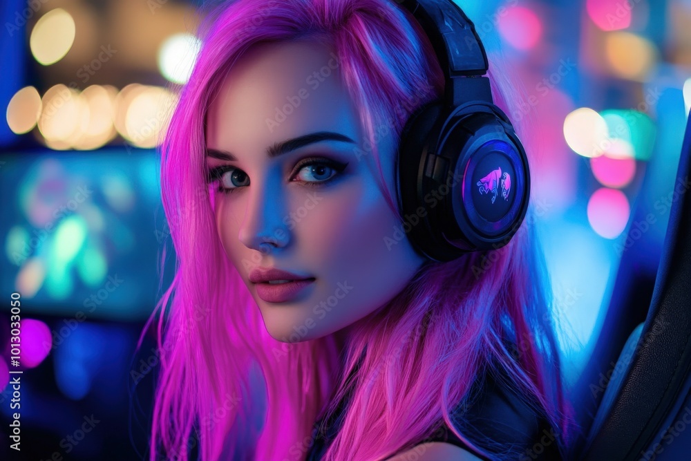 Cosplay Gamer with Pastel Pink Hair Cosplay Gamer with Pastel Pink Hair