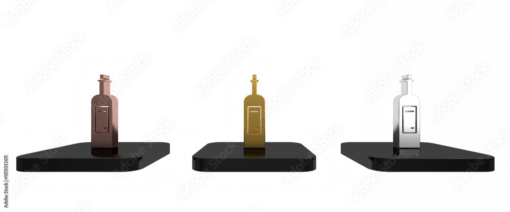 Colorful Bottle of wine icon isolated on white background. Minimalism concept. 3D render illustration Colorful Bottle of wine icon isolated on white background. Minimalism concept. 3D render illustration