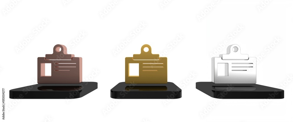 Colorful Identification badge icon isolated on white background. It can be used for presentation, identity of the company, advertising. Minimalism concept. 3D render illustration Colorful Identification badge icon isolated on white background. It can be used for presentation, identity of the company, advertising. Minimalism concept. 3D render illustration