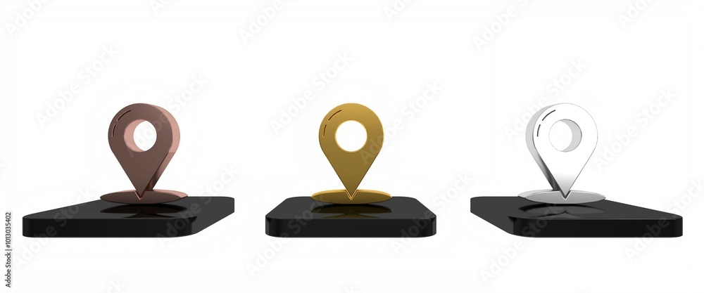 Colorful Map pin icon isolated on white background. Navigation, pointer, location, map, gps, place concept. Minimalism concept. 3D render illustration Colorful Map pin icon isolated on white background. Navigation, pointer, location, map, gps, place concept. Minimalism concept. 3D render illustration