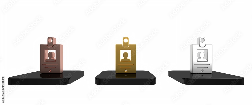 Colorful Identification badge icon isolated on white background. It can be used for presentation, identity of the company, advertising. Minimalism concept. 3D render illustration Colorful Identification badge icon isolated on white background. It can be used for presentation, identity of the company, advertising. Minimalism concept. 3D render illustration