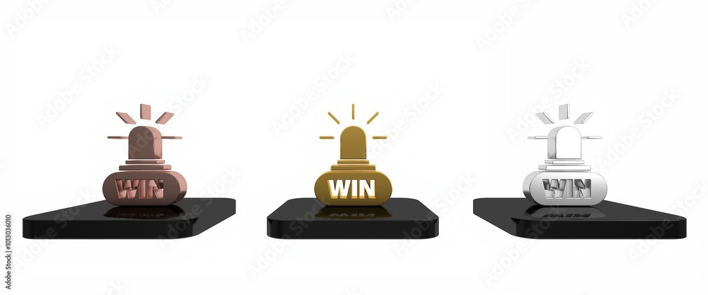 Colorful Casino win icon isolated on white background. Minimalism concept. 3D render illustration Colorful Casino win icon isolated on white background. Minimalism concept. 3D render illustration