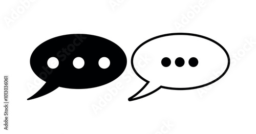 Chat and Communication Speech Bubble Icon Set, Conversation Icons with Dots for Communication.