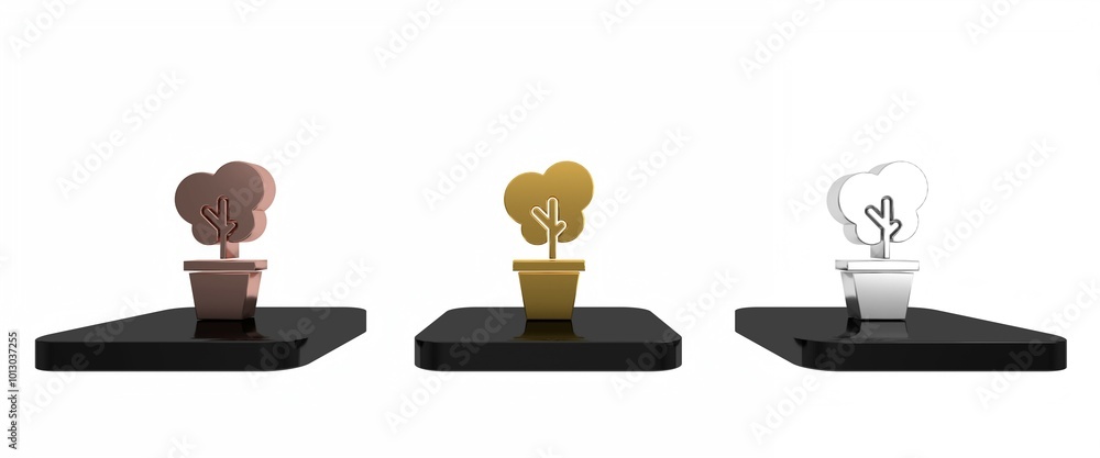 Colorful Tree in pot icon isolated on white background. Houseplant in pots. Natural decor for home and interior. Potted plant sign. Minimalism concept. 3D render illustration Colorful Tree in pot icon isolated on white background. Houseplant in pots. Natural decor for home and interior. Potted plant sign. Minimalism concept. 3D render illustration