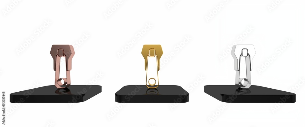 Colorful Zipper icon isolated on white background. Minimalism concept. 3D render illustration Colorful Zipper icon isolated on white background. Minimalism concept. 3D render illustration