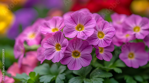 Vibrant purple flowers bloom in a lush garden during spring, showcasing nature's beauty and colors in full display