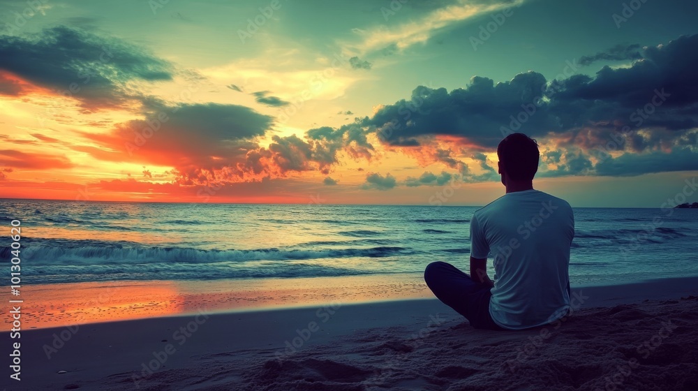 Man contemplating life by the beach. Man contemplating life by the beach.