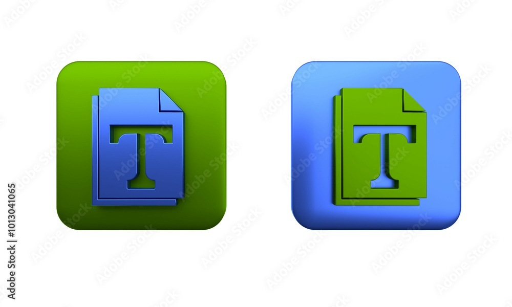 Colorful Text file document icon isolated on white background. Square button. 3D render illustration Colorful Text file document icon isolated on white background. Square button. 3D render illustration