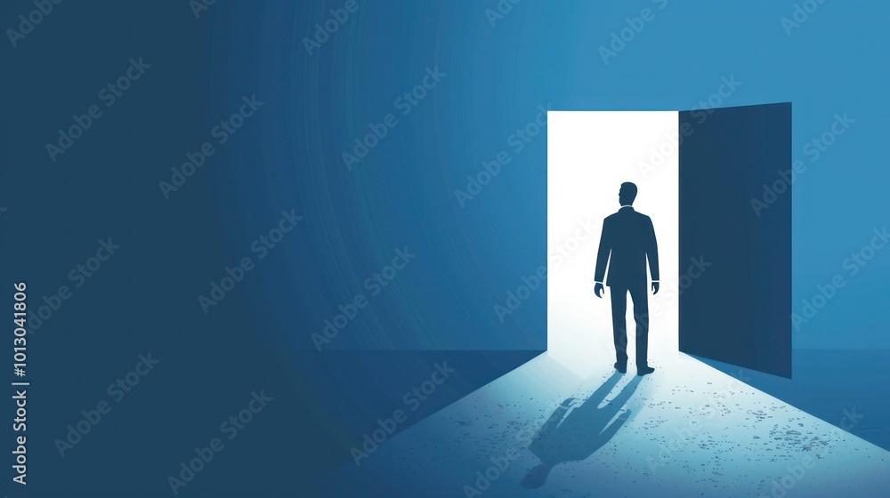 A Man Standing at The Doorway of New Opportunities A Man Standing at The Doorway of New Opportunities