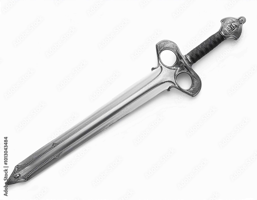 Sword or Rapier isolated on white background, Sliver sword with long blade on White Background With clipping path Sword or Rapier isolated on white background, Sliver sword with long blade on White Background With clipping path