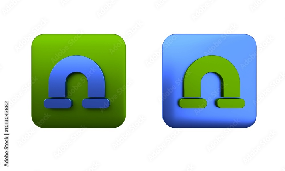 Colorful Industry metallic pipe icon isolated on white background. Plumbing pipeline parts of different shapes. Square button. 3D render illustration