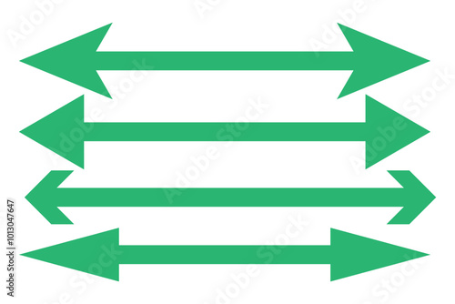 Horizontal dual thin long straight double ended arrow. Contour isolated vector image on white background. long double ended arrow.
