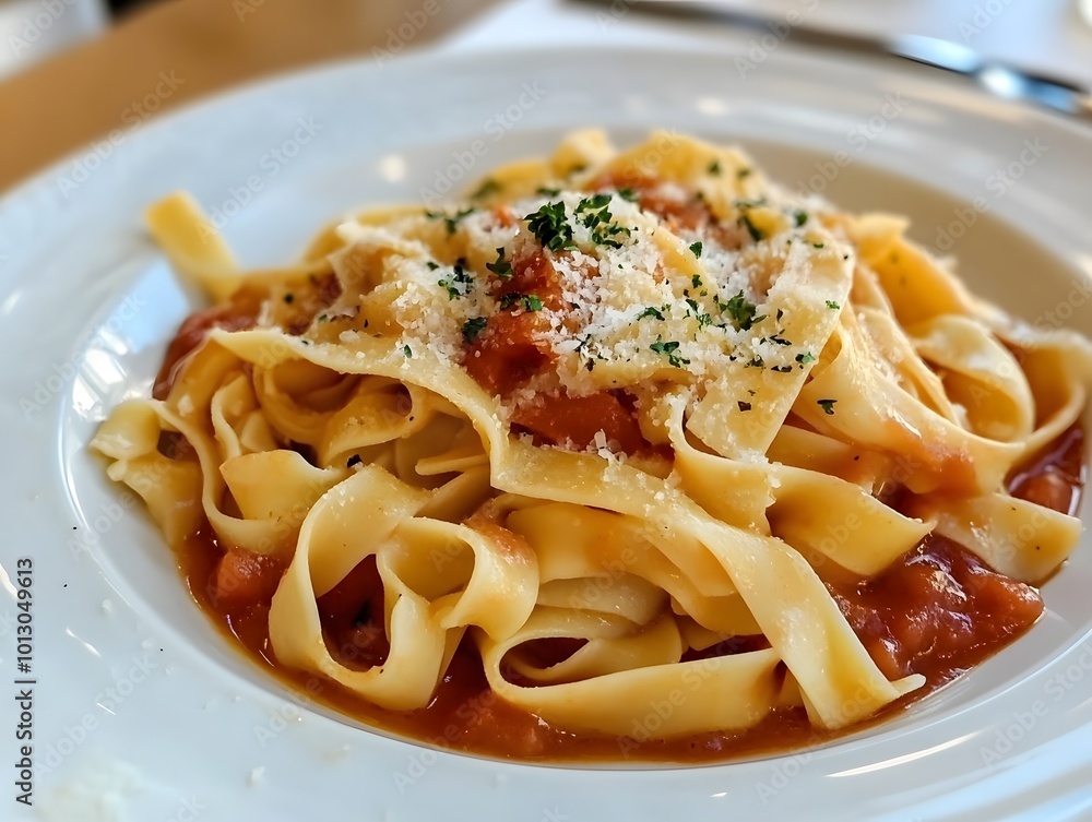 A Plate Of Pasta With a rich Tomato Sauce A Plate Of Pasta With a rich Tomato Sauce