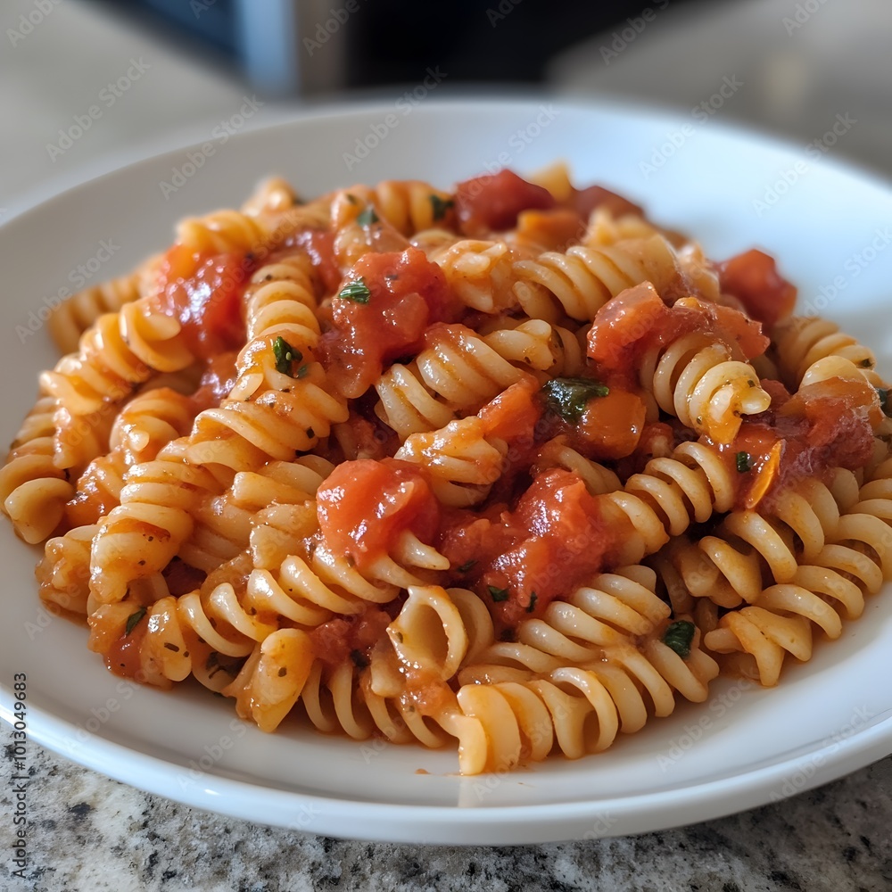 A Plate Of Pasta With a rich Tomato Sauce A Plate Of Pasta With a rich Tomato Sauce
