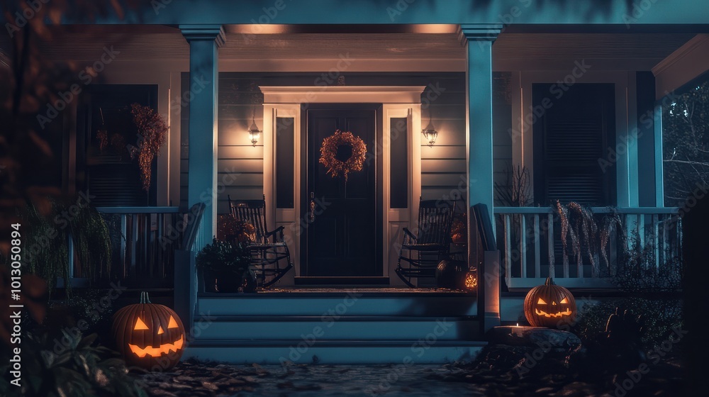 front porch halloween decor after dark. front porch halloween decor after dark.